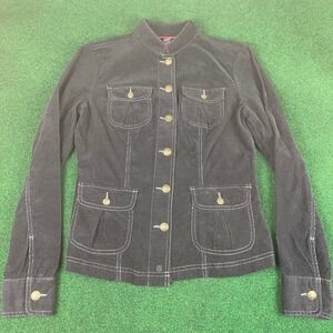 Tommy Hilfiger Corduroy Military Style Jacket Gold Button Embellished Womens S